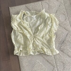 Floral Ruffle Blouse - Cream open front tie